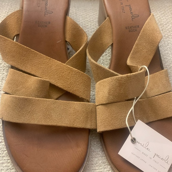 New Mila Paoli Italian Leather Suede Strappy Sandal SZ 9 - Picture 3 of 7